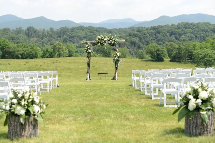 wedding arch and seating