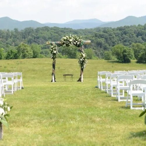 wedding arch and seating